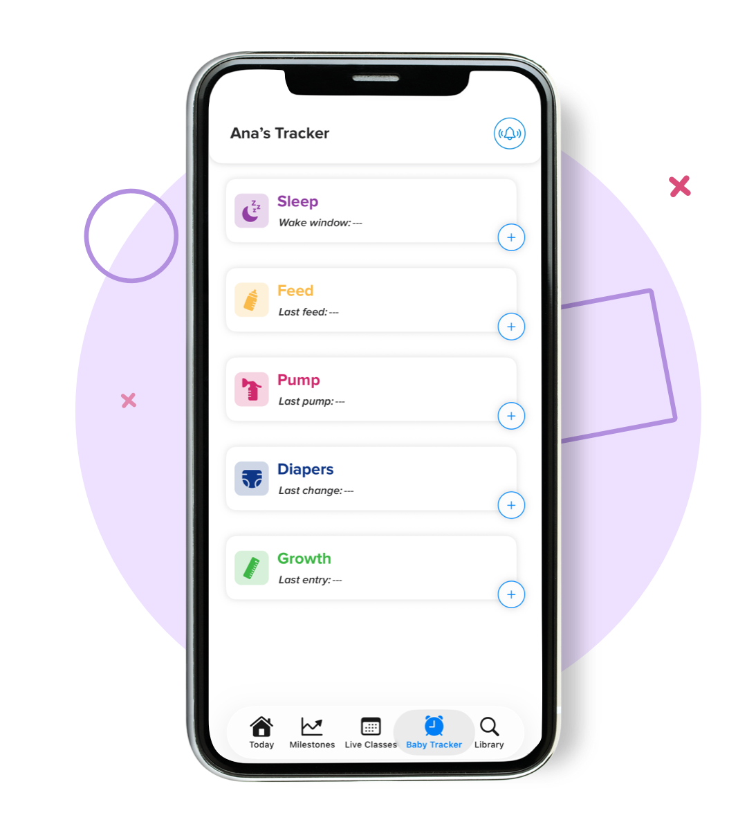 Track feeds, sleep, and diapers